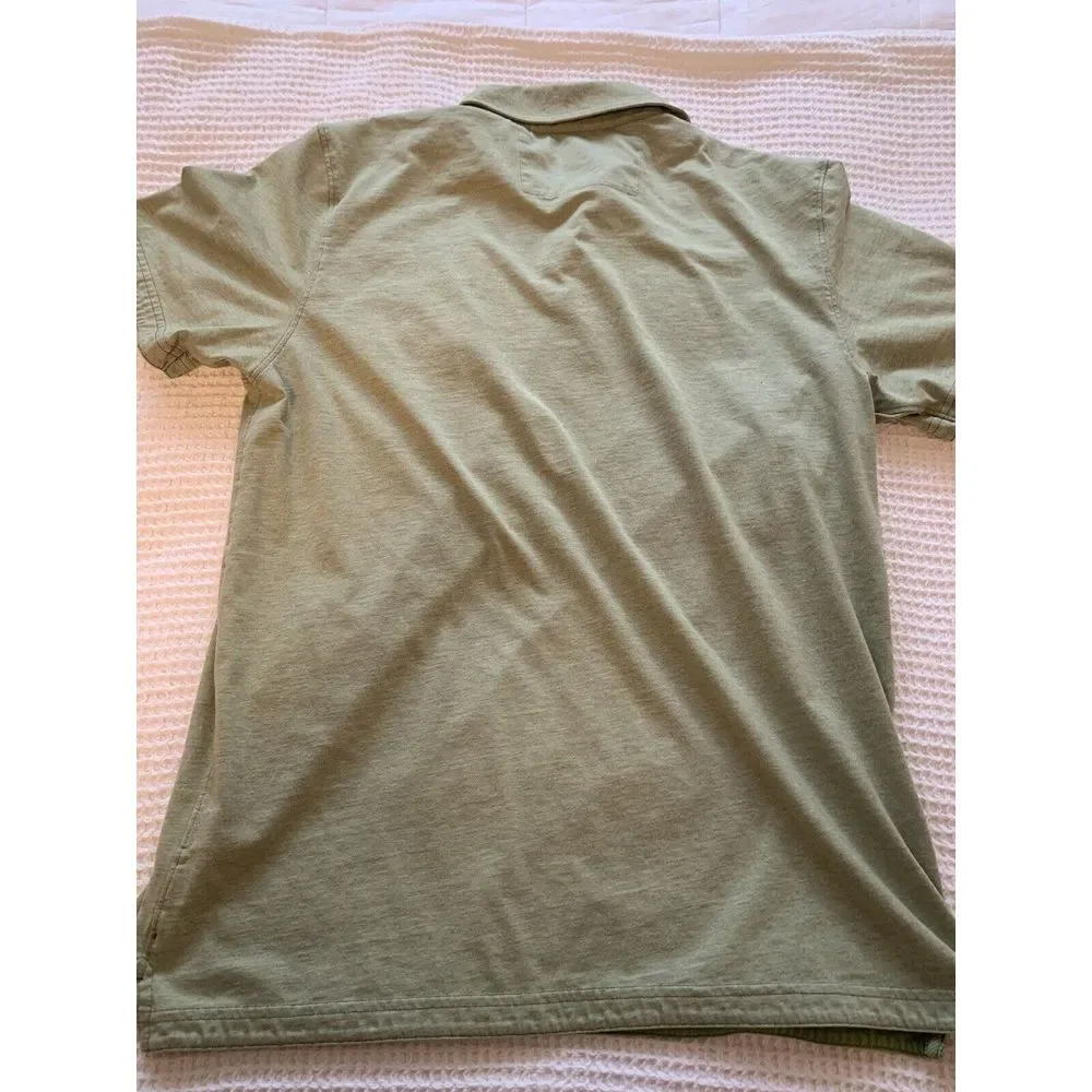 Banana Republic Shirt Men's Large Green Short Sleeve Fitted Pima Polo Collared‎